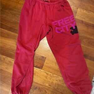 Freecity Red Relaxed Fit Sweatpants